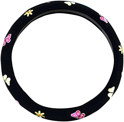 Mayco Bell Automotive Women Embroidery Cute Car Steering Wheel Cover (Butterfly)