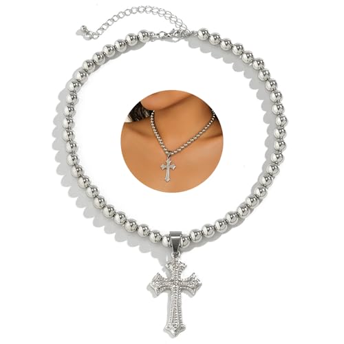 Cross Pendant Necklace Bead Necklace Gift for Women