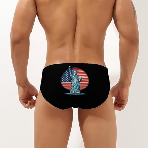 USA Flag New York City Men's Swimming Trunks Briefs Beach Swimwear Low Rise Bikini Swimsuit Print Bathing Suit2