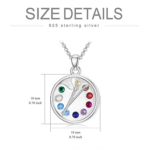 Leecci Artist Locket Necklace 925 Sterling Silver Paint Palette And Brush Necklace Pigment Colorful Painters Pendant Holds Photo Necklace Future Artist Jewelry Gifts For Girl Women #TOP5