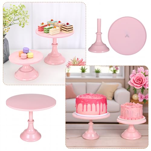 SHENLIU 3 Pcs Pink Cupcake Stand, Metal Round 8\" 10\" 12\" Tiered Display Stands Cupcake Dessert Stands for 6-10 Inch Cakes for Dessert Table Weedings Celebration Birthday Anniversary Parties