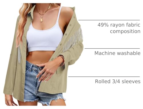 Image of MYMORE Womens Sparkly Fringe Shirt Western Cowgirl Country Concert Outfit
