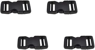 VVS Quick Side Release Buckles 1" Wide 4 Pack Dual Adjustable No Sewing Clips Snaps Heavy Duty Plastic Replacement for Nylon Strap Boat Cover Backpack Fanny Pack Nylon Webbing Belt Dog Collars (Black-4pcs)
