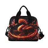 ALAZA Lonchera térmica con diseño de dragón de llama roja, gran capacidad, bolsa portátil para niños, niñas, adultos, escuela, picnic, viajes