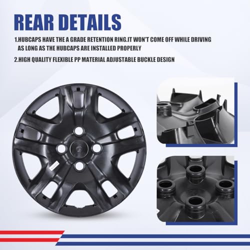 Image of Winjet 16 inch Hubcaps Wheel Covers for 2007-2012 Nissan Sentra [2007 2008 2009 2010 2011 2012 Nissan Sentra] Wheel Rim Covers Fit for Steel Wheels 16 inch Hub caps Set of 4 (Black Lacquer)