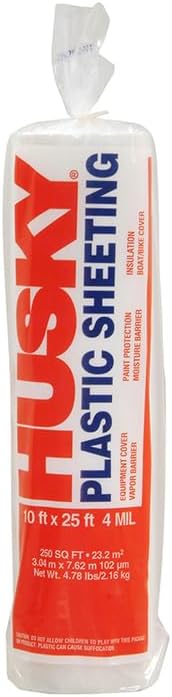 6-Rolls of 10’ x 25’ Poly-America 41025C Husky Clear 4-Mil Low Density Plastic Sheeting