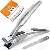Straight Nail Clippers for Men, German Ergonomic 18mm Large Toenail Clippers for Thick Nails for Seniors with Wide Jaw, Long Handled Nail Cutter Edgy Toe Nail Clipper for Adult with File, Gift for Men