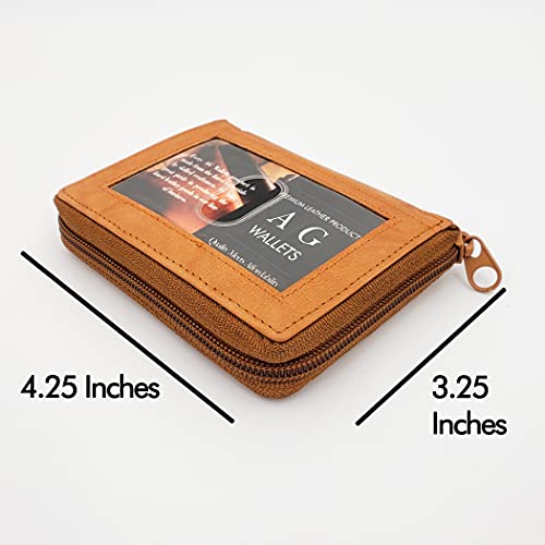 Image of ag wallets AG Wallets Mens Zip Around Leather Wallet with Inserts (Tan)