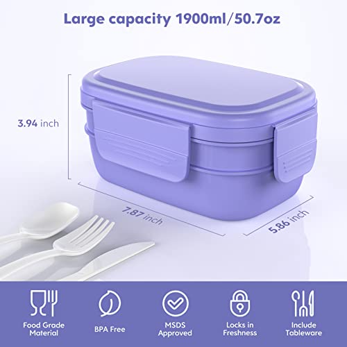 Image of HOMETALL Lunch Box Containers, Stackable Bento Box Adult Lunch Box for Kids