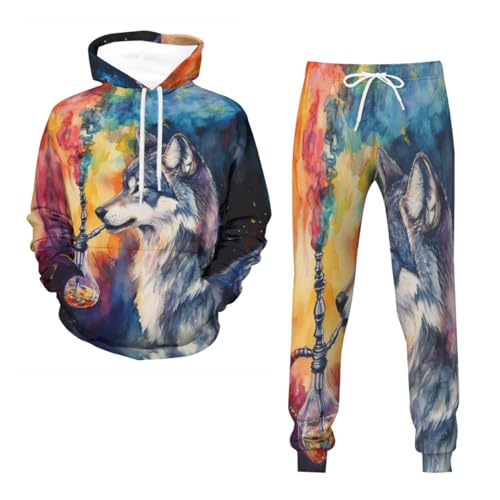Survêtement loup homme ensemble vêtement décontracté imprimé 3D S-6XL