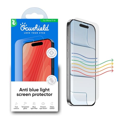 Image of Ocushield Screen Protector for iPhone 17 Air - Blue Light Tempered Glass, Blue Light Filter, 95% Transparency, Bubble-Free Install, Scratch-Resistant, Case Friendly
