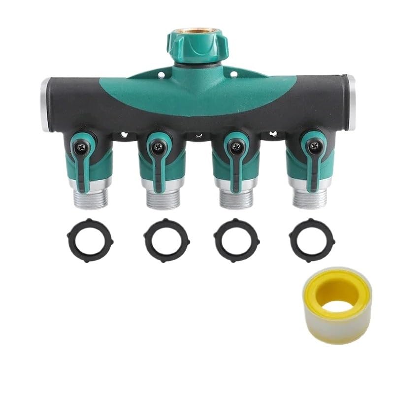 Grifo separador de manguera jardín resistente 2 a 4 pulgadas, adaptador tubería agua for exteriores(Silver,EU)