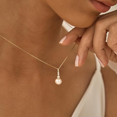 Pearl Necklaces for Women, 14K Gold Plated Dainty Necklace Simple Pearls Drop Pearl Pendant Bridal Wedding Necklace Cute Pearls Choker Necklaces for Women Trendy Tarnish Free Gold Jewelry for Gift2