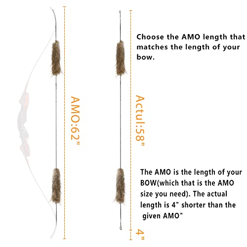 Tachyon Archery Flemish Bowstring Pre-Attached 1 Pair Beaver Fur Bow String Silencer 16 Strands D97 Bow Strings For Recurve Bow And Long Bow (Beaverfur, Amo60) #TOP1