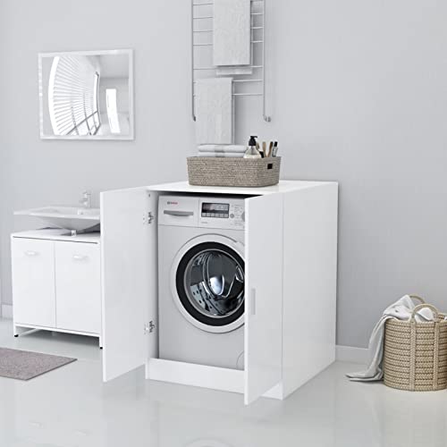 Norheim Meuble pour Machine à Laver, Meuble Lave Linge,Meuble Lave Linge, Housse Machine a Laver,Cache Machine a Laver,Housse pour Lave Linge,Armoire Salle de Bain LaveLinge,-Blanc 71x71,5x91,5 cm Cover