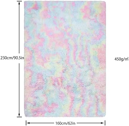 X-Large Modern Shag Area Rugs, 5'x8' Ultra Soft Fluffy Carpet, Non-Slip Tie-Dyed Floor Carpet for Girls, Kids Room Living Room Bedroom Home Holiday Decor, 160x230cm (Colorful) 2 41T DEFoBoS. AC