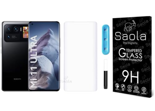 Image of Saola Curved Uv Tempered Glass For Xiaomi 11 Ultra Cellphone 5G. Comes With Uv Light & Glue For Finest Pasting. Edge To Edge Protection With Case Friendly Fit. (Pack Of 1)