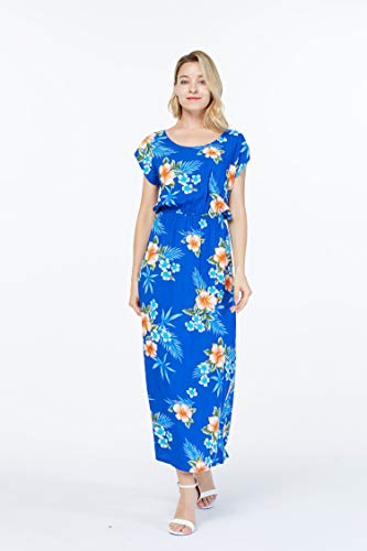 Image of Matchable Couple Hawaiian Luau Shirt or Maxi Simple Dress in Hibiscus | Sold Individually; Soft Rayon Fabric; Cap Sleeve Design; Signature Tropical Prints; Vacation Ready
