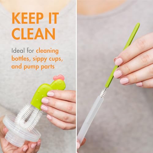 Image of Boon Cacti Replacement Baby Bottle Brushes - Includes Bottle Cleaner Brush, Straw Cleaner Brush, Nipple Brush and Detail Brush for Baby Bottles - Newborn Essentials - Sage - 4 Count (Pack of 12)