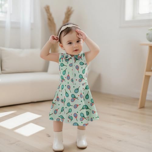 Toddler Baby Girl Dress Kid Polo Dress Girls Golf Cart Outfit Zipper Ruffle Sleeveless A-line Dresses Summer Clothes4