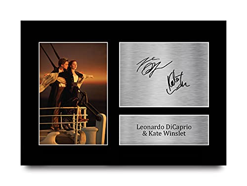 HWC Trading A4 Leonardo DiCaprio & Kate Winslet Titanic Cadeaux Imprimé Signé Autographe Photo pour les fans de cinéma - A4