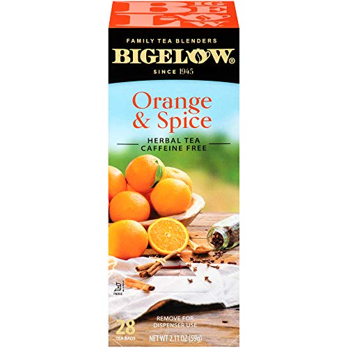Bigelow Orange & Spice Herbal Tea 28-Count Box (Pack of 1) Caffeine-Free Soothing Herbal Tea Sweetly Citrus-y Tea with an Herbal Twist