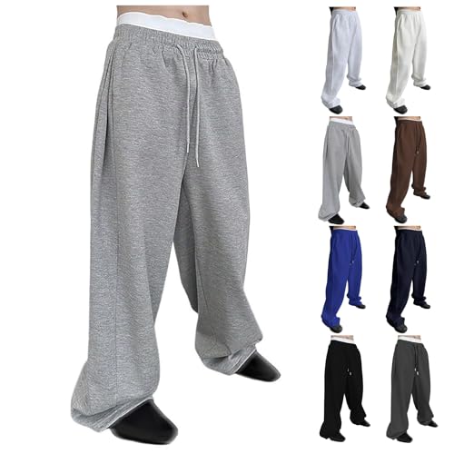 Mens Baggy Sweatpants Lightweight Wide Leg Jogger Pants Elastic Waist Drawstring Sweatpants Casual Loose Track Pants4