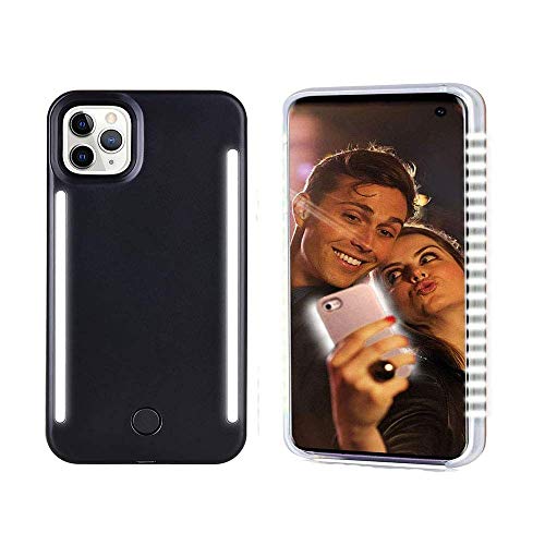 GSRYPC Front and Back Selfie Light up Case Compatible with iPhone 12 pro max, Rechargeable Selfie Light and high Brightness Luminous Light Cell Phone Protection Case((Black)