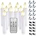 Raycare 10 PCS Battery Operated Taper Candle Lights with Remote, Led Window Candles with 8H Timer, Warm White Bright Flickering Light Christmas Candles with Clips/Suction Cups