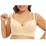 ZC8bdbd Damen Plus Size T-Shirt Bügel BH Frontverschluss Vollständige Abdeckung Glatter Push Up BH für Große Büste, aprikose, 105A