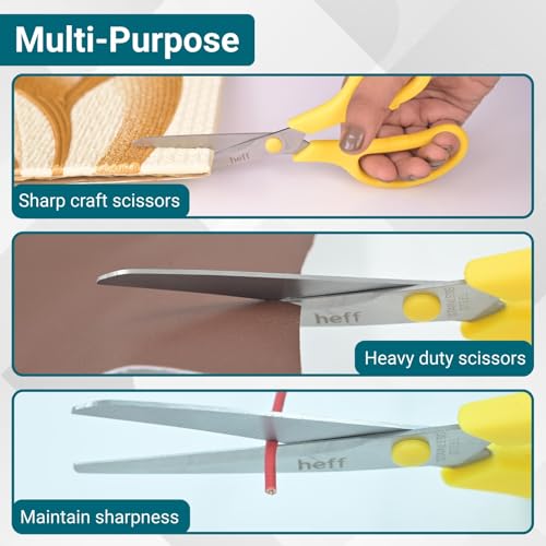 Image of Heff 2 Scissors & 1 Cutter Set | 2 Multipurpose Scissor and 1 Cutter for Office, Home and Students