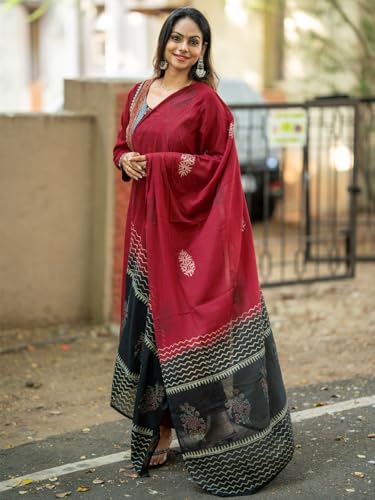 Image of ANNI Designer Women's Rayon Viscose Printed Straight Kurta with Pant & Dupatta