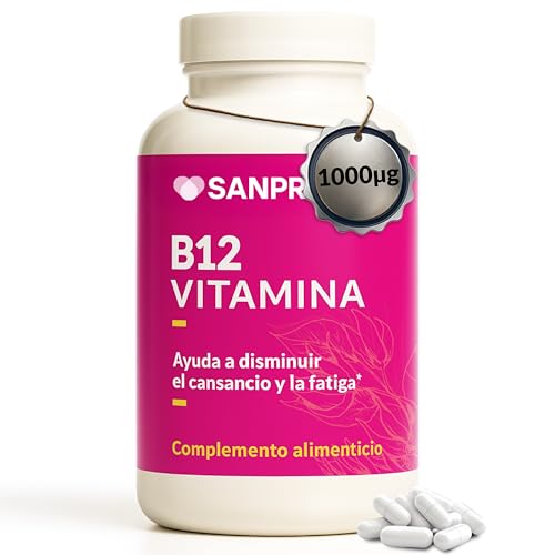 Vitamina B12 1000µg Alta Dosis | 60 Cápsulas Veganas - Sin OGM | Cianocobalamina Alta Absorción | Reduce Cansancio, Fatiga | Apoya Sistema Nervioso, Inmunitario | Fabricado UE