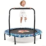 38" Kids Trampoline with Foldable Bungee Rebounder and Safety Padded Cover Mini Trampoline for Indoor and Outdoor use (Green)