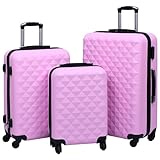 Nqyjm Hartschalen-Trolley-Set 3 Stück Rosa ABS Reisekoffer
