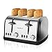 Price comparison product image Aigostar 4 Slice Toaster 1900W Stainless Steel with High Lift & Wide Slots, Dual 7-Variable Browning Control, with Defrost, Reheat and Cancel Buttons, Silver - Parker 30QVB.