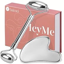 BAIMEI Stainless Steel Gua Sha & Face Roller Set, Facial Massage Tool for Face, Neck and Body, Cooling Metal Skin Care Tools for Depuffing Routine, Self Care Gift for Women