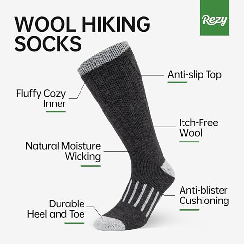 Rezy Warm Merino Wool Socks Mens & Womens - Durable, Thick, and Comfy Merino Thermal Socks2