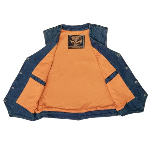 Milwaukee Leather MDL4000 Colete jeans feminino azul liso lateral 4 botões frontal - 4GG