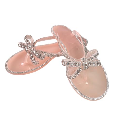 Image of Womens Flat Sandals Jelly Flip Flops Crystals Rhinestones Bow Knot Glitter Sandals