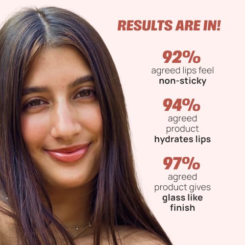 Image of Sammmm Poutie Glass Shine Lip Gloss for Women l Hydrating & High Shine l Lightweight & Non-Sticky l Soft Smooth Lips l Rosehip & Kukui Nut Oils l Coral l Sulphate Free Lip Plumper Gloss l Pigmented Lips 6.5 ml