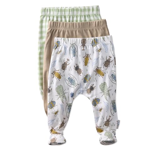 Image of Butterblu Baby Fallon 3-Pack Footed Pants 100% Organic Cotton Bottoms for Baby Boys & Girls