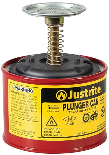 Récipient Humecteur Acier Justrite compact de 0,5 L avec dasher à ressort
