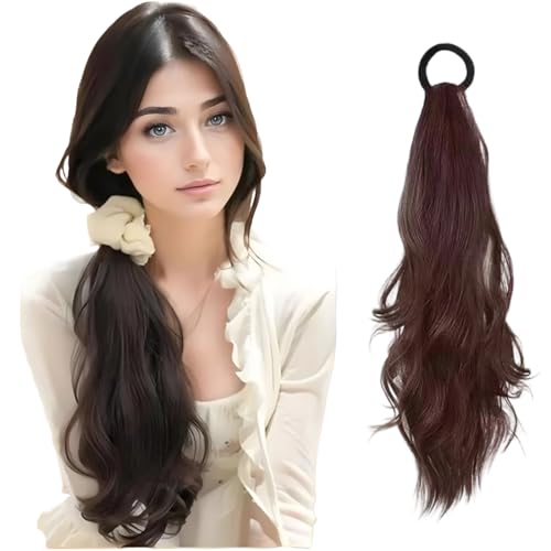 CATZUM Extensión de Cola de Caballo de Cabello Natural, Postizo de Extensiones de Pelo, Trenza de Cabello con Clip para Alargar y Dar Volumen, Hair Braids (Castaño Claro)