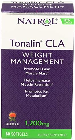 Natrol Tonalin CLA Softgels, Derived from Safflower Plant, Promotes Lean Muscle Mass, Helps Increase Muscle Retention, Promotes Fat Metabolism, Weight Management Supplement, 1,200mg, 60 Count