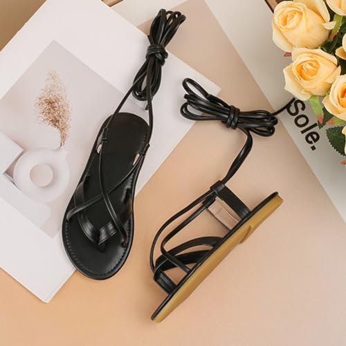 Girls Summer Strappy Tie Straps Gladiator Sandals Flats Lace up Beach Shoes3