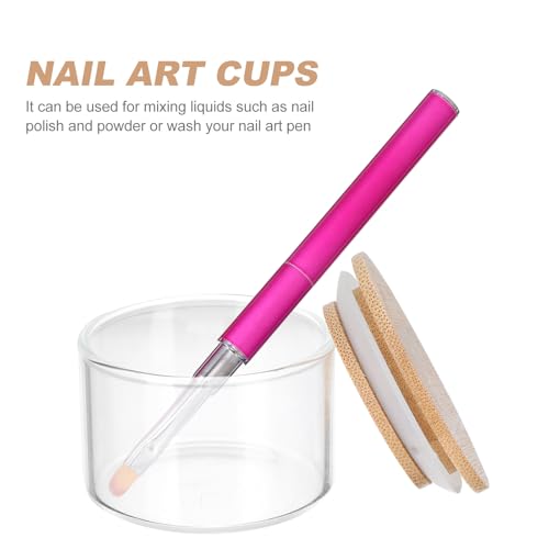 2 vasos de lavado para manicura con tapa de vidrio miniatura 7