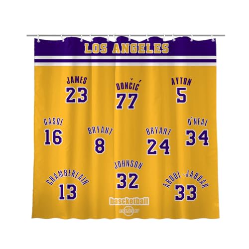 AARONIE Laker Shower Curtains for Bathroom Decor,Los Angeles Shower Curtain with 12 Hooks, for Laker Wall Art Decor, Laker Gift for Man, 72"×72"