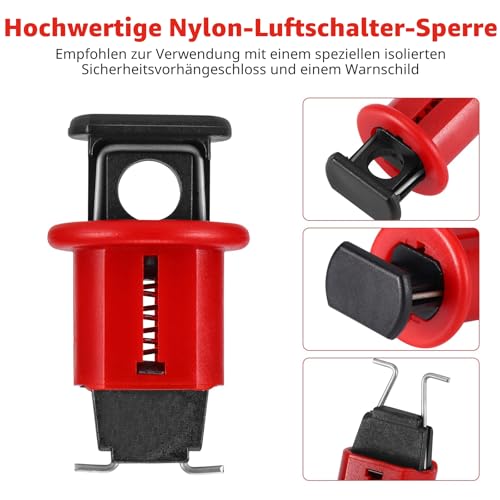 ALLOMN Miniatur-Leitungsschutzschalter, 10 Stück Professionelle Luftschalter-Schloss Elektrische Sicherheitsverriegelung Leitungsschutzschalter für Stromisolierung, Rot