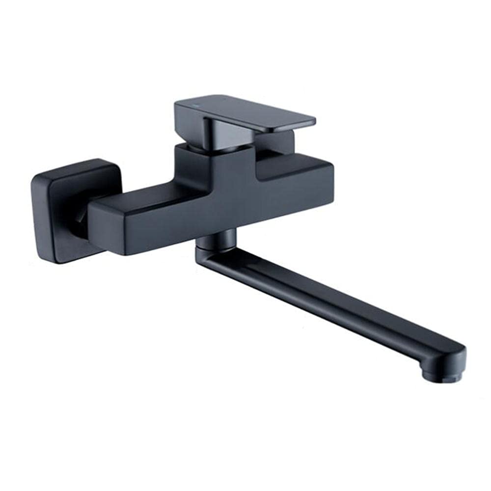 Robinet de cuisine mural en laiton noir rotatif eau chaude froide 20 cm